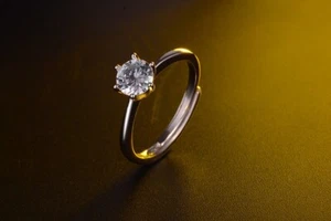 925 Sterling Silver Crystal Stone Adjustable Ring Womens Girls Jewellery Gift UK - Picture 1 of 7
