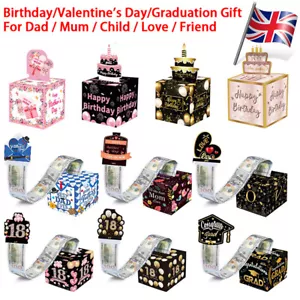 Happy Birthday Day Money Box Surprise Gift Box for Cash Gift with Pull Out Card - Picture 1 of 26