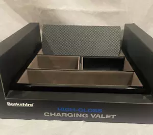 Nuevo Berskshire Soporte de Carga Valet Mesita de Noche Bandeja Organizadora Negro Alto Brillo 9x9 - Imagen 1 de 10