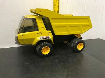 Vintage Rare Joustra Goliath Yellow Dump Truck Tin Toy France Pressed Steel Tonk - Image 1 of 4