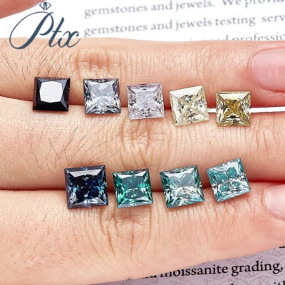 Excellent Loose Gemstone Princess Brilliant Cut Moissanite Stone VVS For Jewelry - Image 1 of 4