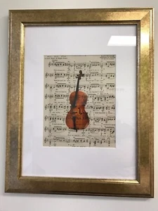 INSTRUMENTO MUSICAL DE IMAGEN DE VIOLONCHELO ENMARCADO (tamaño de marco 15X19) - Imagen 1 de 1