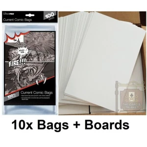Ultra PRO 10x Current Size Comic Bags + 10x Backing Boards Bundle - Picture 1 of 5