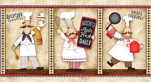 Chef Kitchen Fabric 23.5"X44" Panel Chefs Cook Buon Appetito Cotton by SPX - Picture 1 of 1
