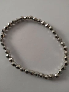 Brand New Stretchy Beaded Bracelet Paparazzi Silver Colored - Picture 1 of 2