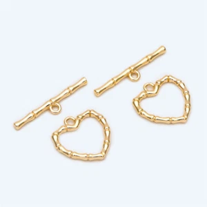 10pcs Gold Heart Toggle Clasp,Easy Close Clasp Connector for Bracelet/Necklace - Picture 1 of 3