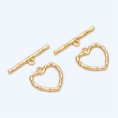 10pcs Gold Heart Toggle Clasp,Easy Close Clasp Connector for Bracelet/Necklace - Image 1 of 3