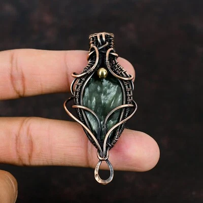 Regalo de boda para ella colgante envuelto en alambre de joyería de serafinita de cobre 2,83" Foto 1 de 4