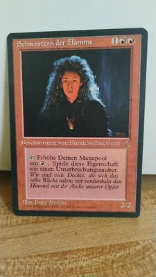 SISTERS OF THE FLAME Magic Gathering MTG 1995 Summon GERMAN Version Trading Card - Image 1 of 2