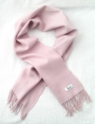 Harrods London ¿100 % cachemir? "Bufanda rectangular rosa liso flecos borlas 54""" Foto 1 de 4