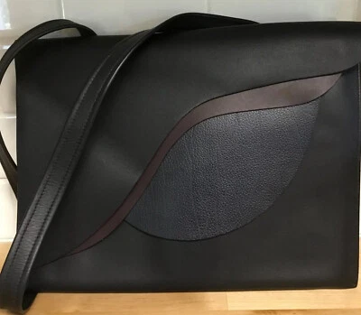 Bolso sin asas sobre de cuero hecho a mano cartera bolsa de documentos cartera negro marrón Foto 1 de 4