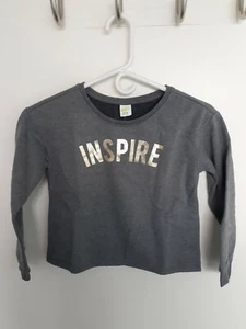 Girls Crazy 8 Gray Long Sleeve Pullover Gold Print Inspire Sweatshirt Medium 7/8 - Picture 1 of 2