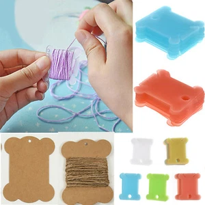 Craft DIY Kraft Plastic Card Embroidery Thread Bobbins Cross Stitch Sewing Reel - Picture 1 of 9