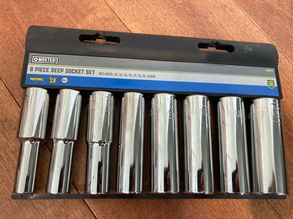Master Mechanic 119071 6-Point Deep Metric Socket Set, 1/2" Drive, 8-Piece - Image 1 of 2