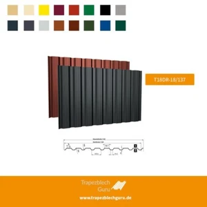 Profilblech Trapezblech Wandblech T18+ - 0,50mm - Stahl - versch. Farben - Bild 1 von 4