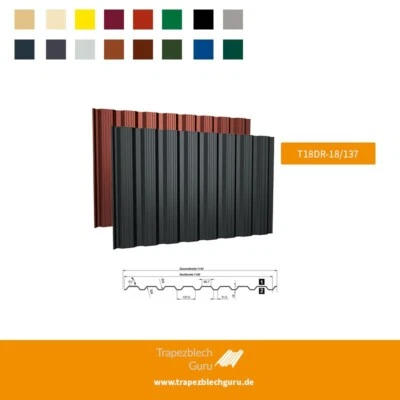 Profilblech Trapezblech Wandblech T18+ - 0,50mm - Stahl - versch. Farben - Bild 1 von 4