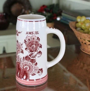 Red Delft Hand Painted 20 Oz. Vintage Mug Stein - Amstel - Picture 1 of 11
