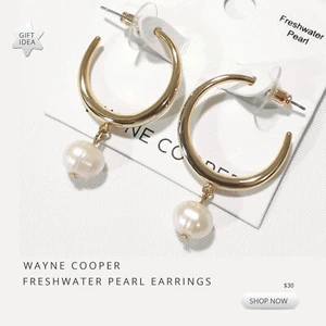 Pendientes colgantes de perlas aro mujer joyería de moda oro único grande REGALO30 ID EAR05 - Imagen 1 de 4