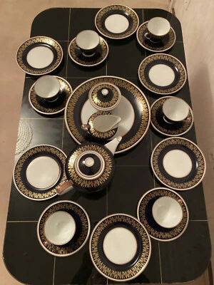 Weimar Porzellan Kobalt-Gold komplettes Kaffeeservice f. 6 Pers. (Modell Petra) - Bild 1 von 4