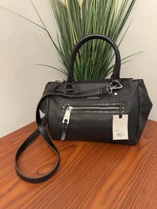 NW DANA BUCHMAN Black Dimple Faux Leather 4 Spring Crossbody Tote Purse - Picture 1 of 10