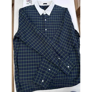 Camicia J.Crew slim fit con bottoni XL blu verde a quadri colletto bianco - Foto 1 di 5