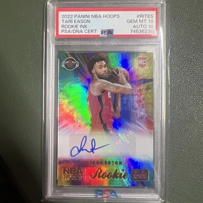2022-23 Panini NBA Hoops Rookie Ink Tari Eason RC Auto Rockets PSA DUAL 10 - Image 1 of 2