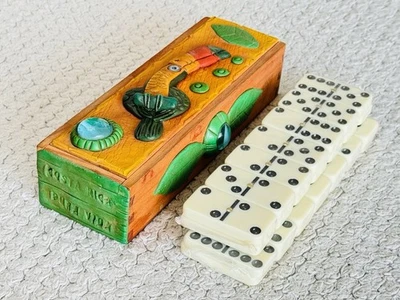 Dominoes 28pcs with Beautiful Handmade Wooden Case Made In Costa Rica - Image 1 of 4