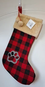 HUND HAUSTIER Weihnachtsstrumpf Rot Schwarz Büffel Karo Neu - Bild 1 von 9