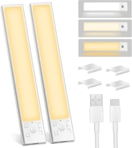 Under Cabinet Lights 2 Pack 8 Inch Rechargeable Battery Operated Motion Sensor L - Picture 1 of 12