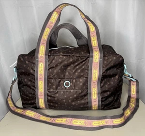 LESPORTSAC Artist In Residence Brown Polka Dot Theme Duffle Bag Used Once Clean - Picture 1 of 7