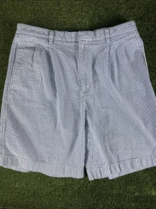 Cutter & Buck Golf Shorts Blue White Striped Pleated Seersucker Men’s Size 35 - Picture 1 of 6