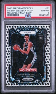 2023 Panini Prizm Monopoly Victor Wembanyama Monopoly Man B&W #81 PSA 8 - Picture 1 of 2