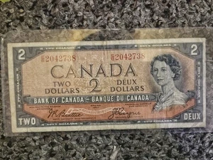 1954 canadian 2 dollar bill - devils face bill - Picture 1 of 2