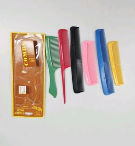 Lote De 6 Peines Irrompibles De Colección Cola Burlas Bolsillo Bobby Vestir Colorido - Imagen 1 de 5