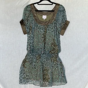 Spicy Sugar Green Boho Print Short Sleeve Tunic Dress Size 12 - Picture 1 of 9