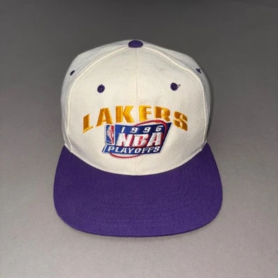 Vintage 90s LOS ANGELES LAKERS SNAPBACK HAT 1996 NBA Playoffs Arch Logo Rare - Image 1 of 4