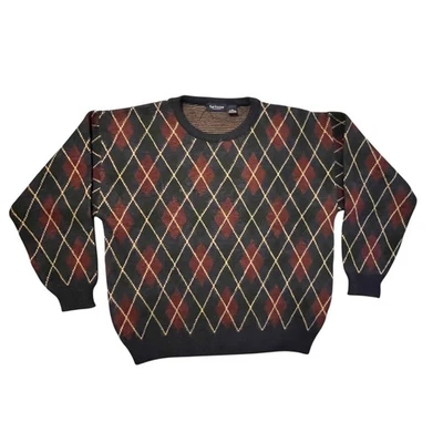 Vintage Van Heusen Mens Argyle Sweater XL Crew Neck Pullover Knit Grandpa 90s - Image 1 of 4