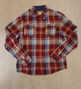 Vtg BILLABONG Built To Thrash Men's Red Flannel Shirt XL Plaid Long Sleeve   - Picture 1 of 8