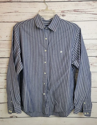 Camisa vintage Lands' End abotonada azul blanco a rayas Oxford para hombre talla grande Foto 1 de 4