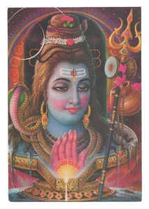 C.1990 Shankar Sankarpuri Shiva Trimurti Deidad Hinduismo Arte Postal De Colección Pooran - Imagen 1 de 2
