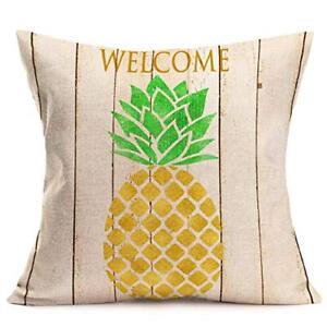 Xihomeli Pineapple Decor Throw Pillow Cover Wood Background with Printed Welc...