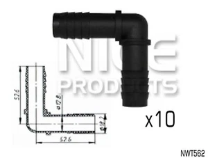 NICE 2 WAY 90° HEATER HOSE CONNECTION JOINERS 18mm OUTLETS NWT562 x10 - Picture 1 of 3