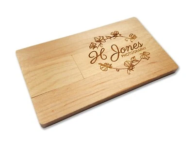 Personalised wooden laser engraved card usb stick memory flash drive