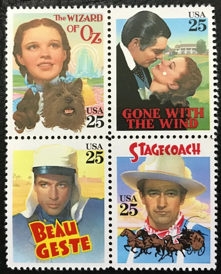 1989 Scott# 2445-2448 - 25¢ - Block of 4 - CLASSIC FILMS - Mint NH  - Image 1 of 1