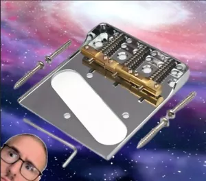 TL - Tele - Telecaster Guitar Bridge with Brass Saddles Rock on! Winning! Chrome - Picture 1 of 11