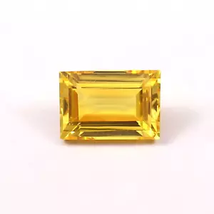AAA Natural Flawless Ceylon Yellow Sapphire Loose Emerald Cut Gemstone 10x7 MM - Picture 1 of 4