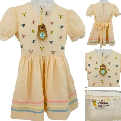Vestido amarillo antiguo vintage para niñas Foto 1 de 4
