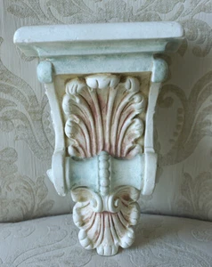 Pier 1 Ceramic Hanging Wall Sconce Shelf, Off White, Pastel Accents - 8.5" x 6" - Picture 1 of 8
