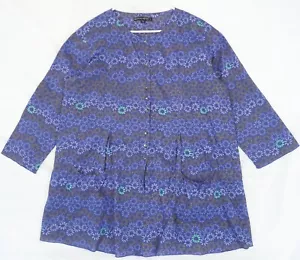 Túnica Gudrun Sjoden Azul Estampado Floral Calce Relajado Abotonada Talla L - Imagen 1 de 6