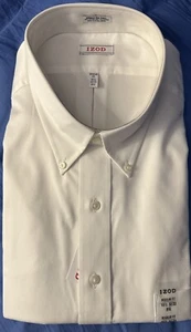 Izod weißes bügelfreies Button-Down-Hemd 18 1/2 groß neu mit Etikett - Bild 1 von 8